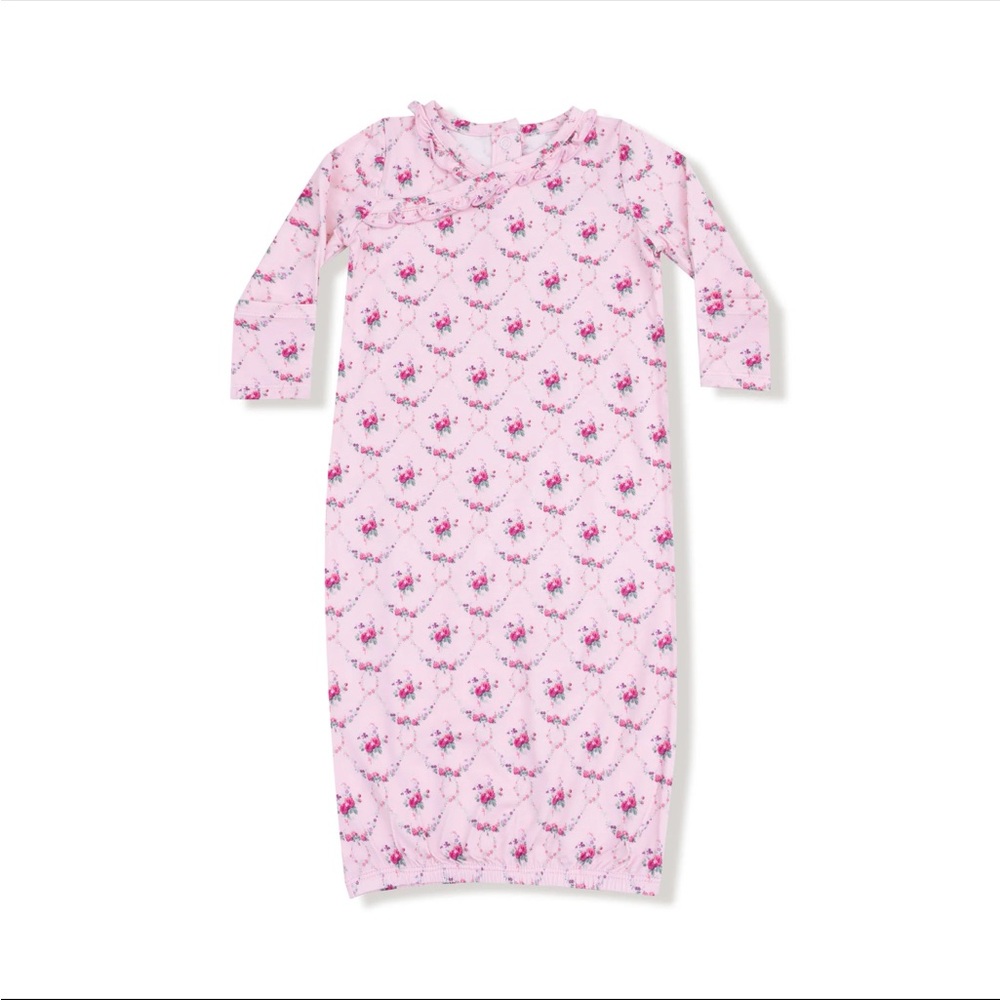 💜$20 FLASH SALE💜 Angel Dear Bamboo Rose Garden Trellis Kimono Gown 0-3M NWT